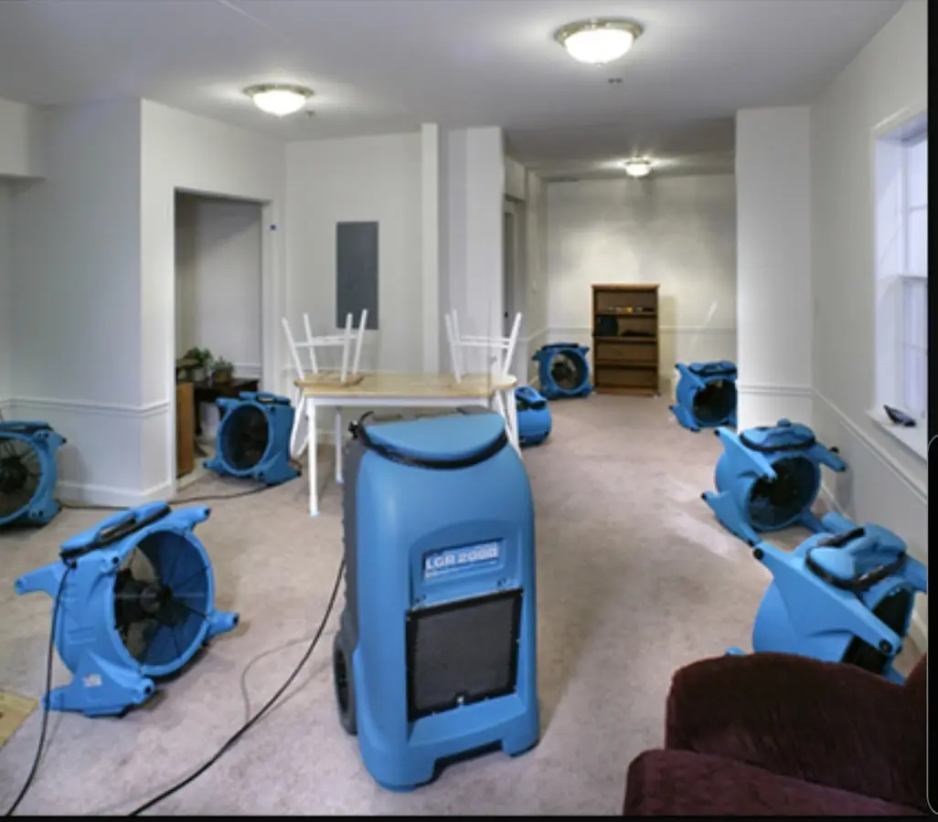 Air movers and dehumidifier setup for Water Extraction & Removal in La Crosse